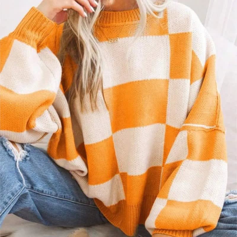 Perla Checkerboard Knit Sweater_5
