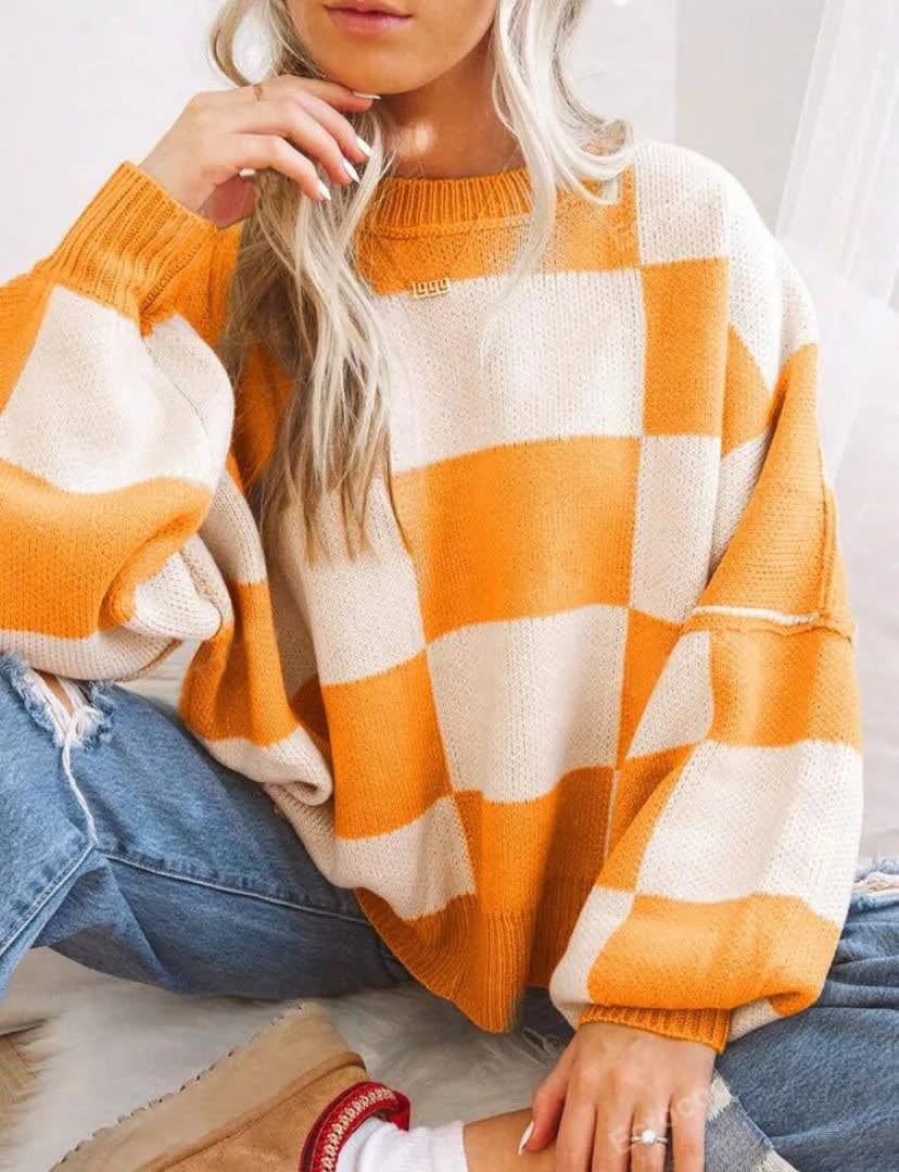 Perla Checkerboard Knit Sweater