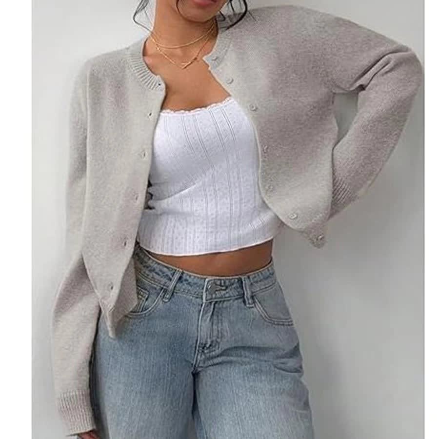 Oda Cropped Button Front Cardigan_3