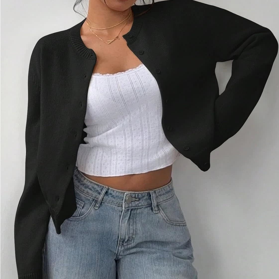 Oda Cropped Button Front Cardigan