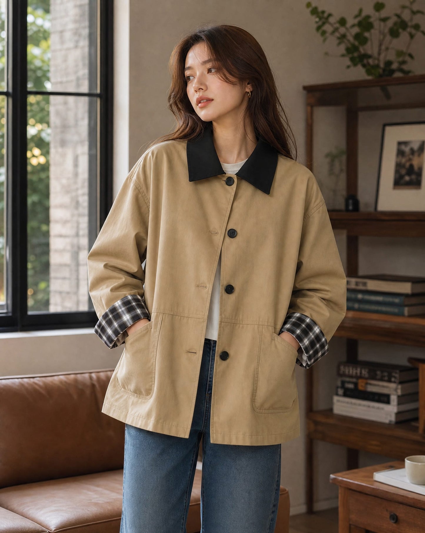 Immy Oversized Contrast Trim Chore Jacket_1