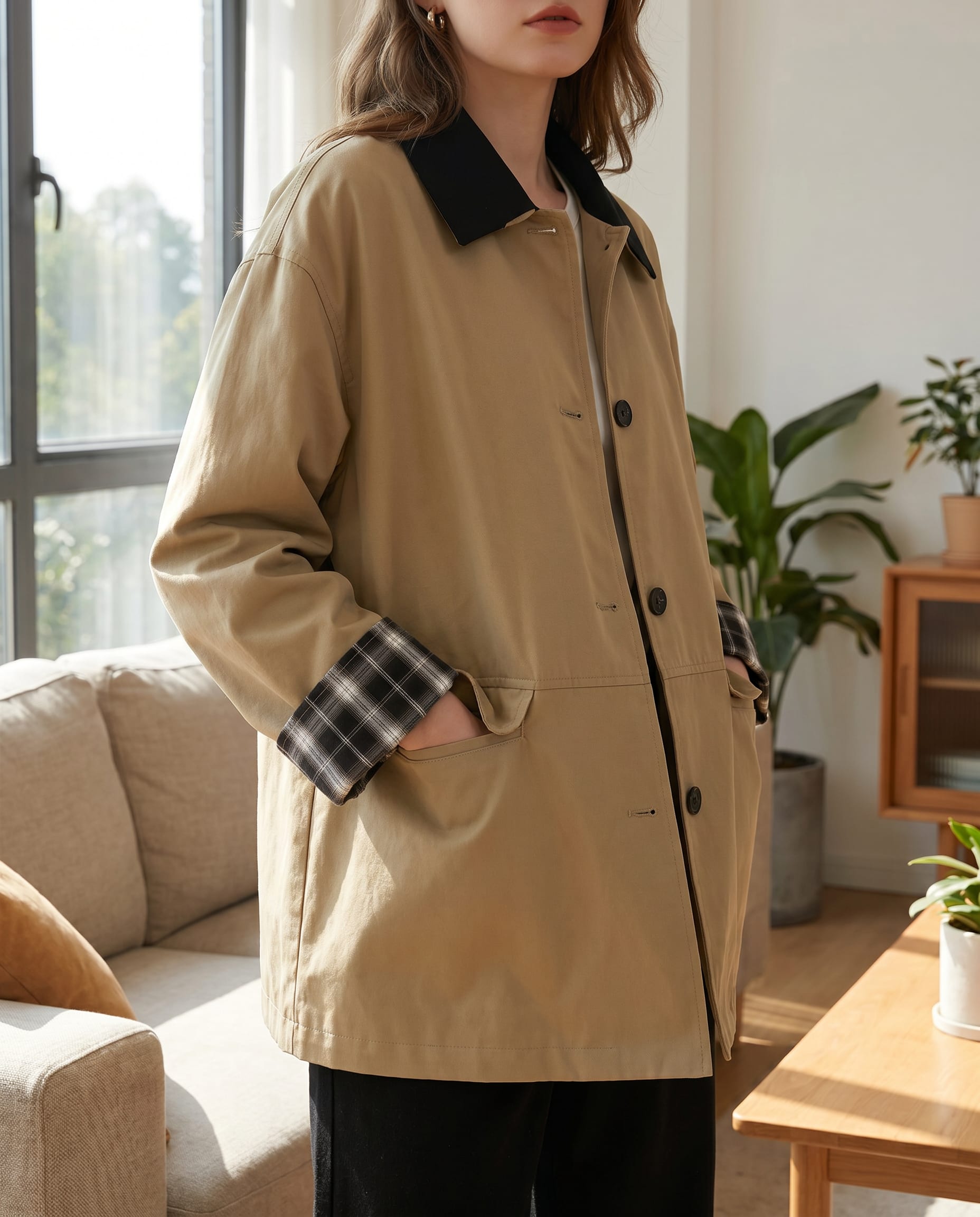 Immy Oversized Contrast Trim Chore Jacket