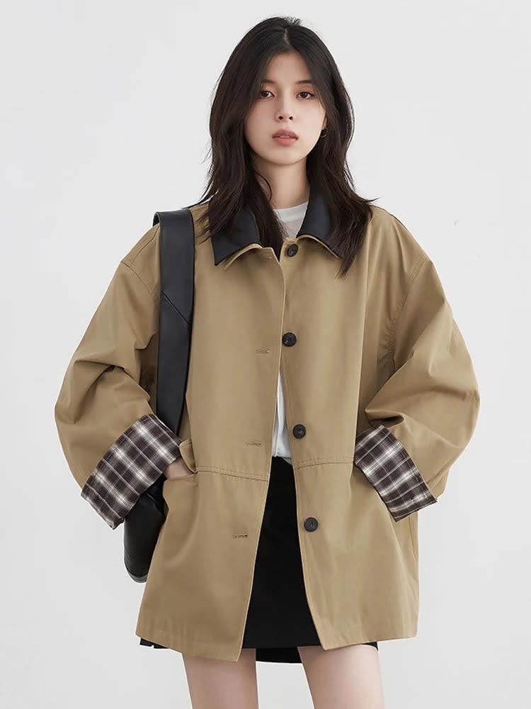 Immy Oversized Contrast Trim Chore Jacket