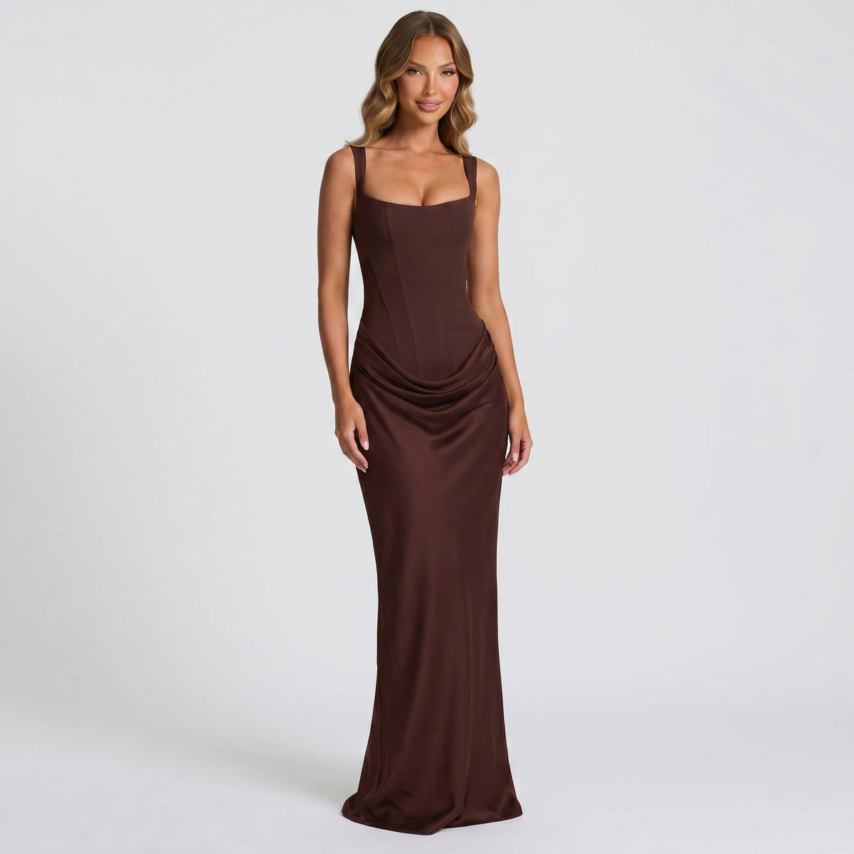 Corinne Corset Satin Maxi Dress