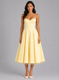 Arlette Corset Sweetheart Cocktail Midi Dress