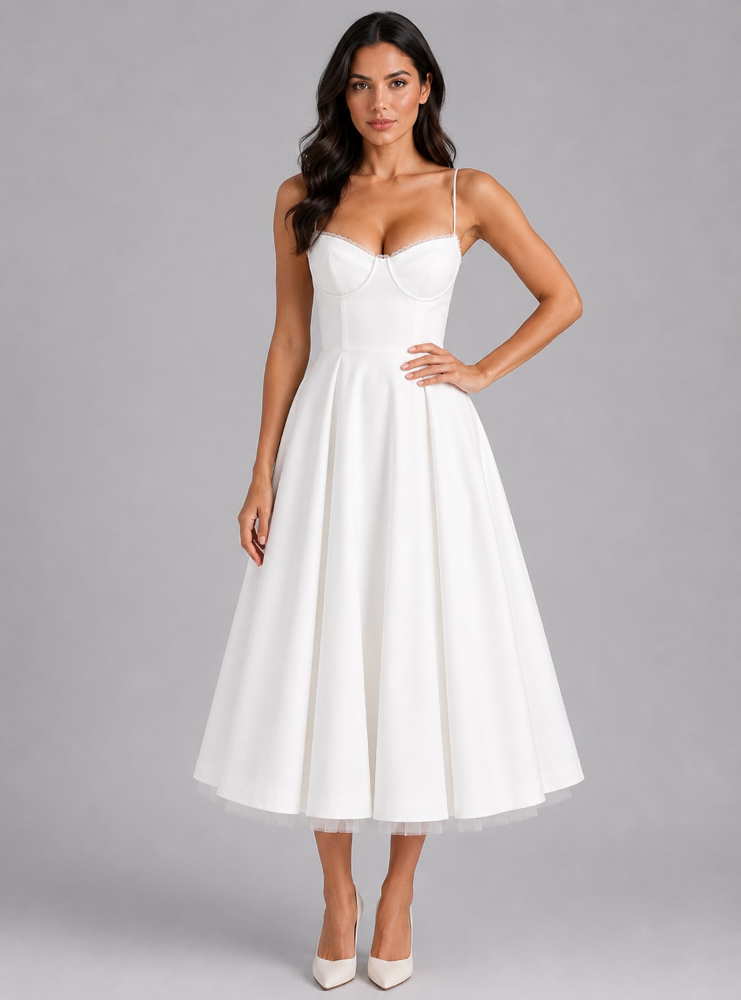 Arlette Corset Sweetheart Cocktail Midi Dress