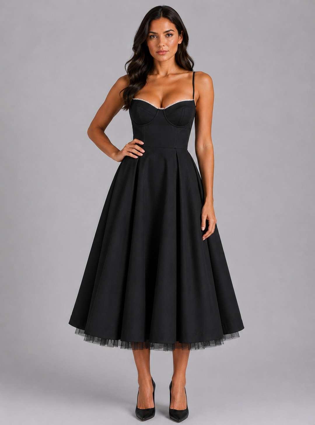 Arlette Corset Sweetheart Cocktail Midi Dress