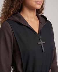 Deborah Nun Costume Hooded Midi Robe with Cross Pendant