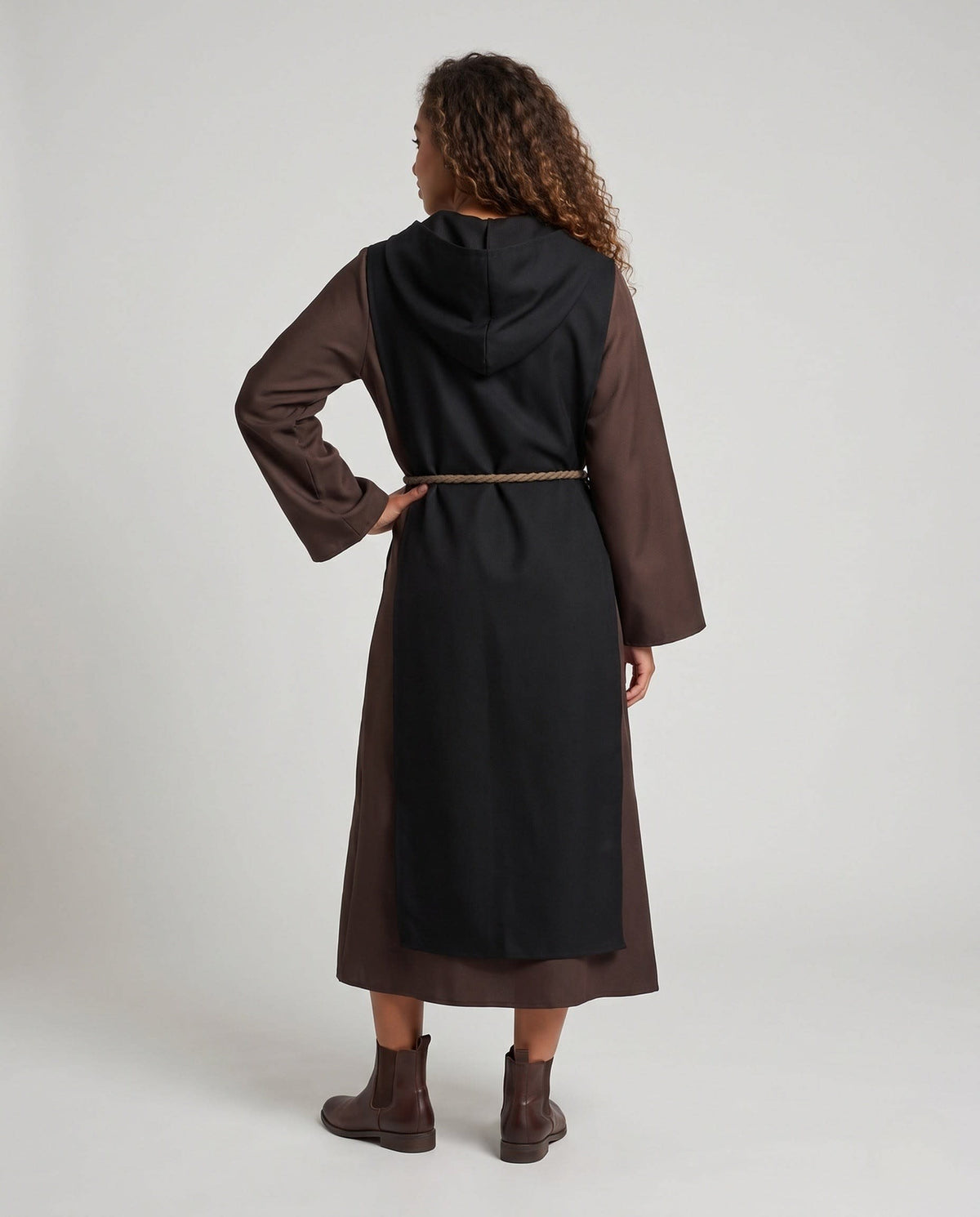 Deborah Nun Costume Hooded Midi Robe with Cross Pendant