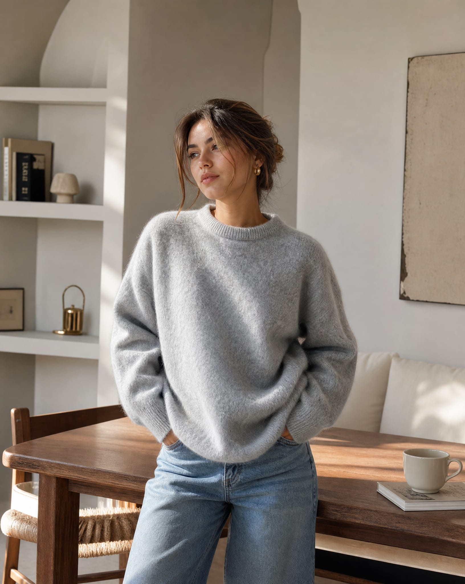 Suri Mohair Blend Crew Neck Sweater