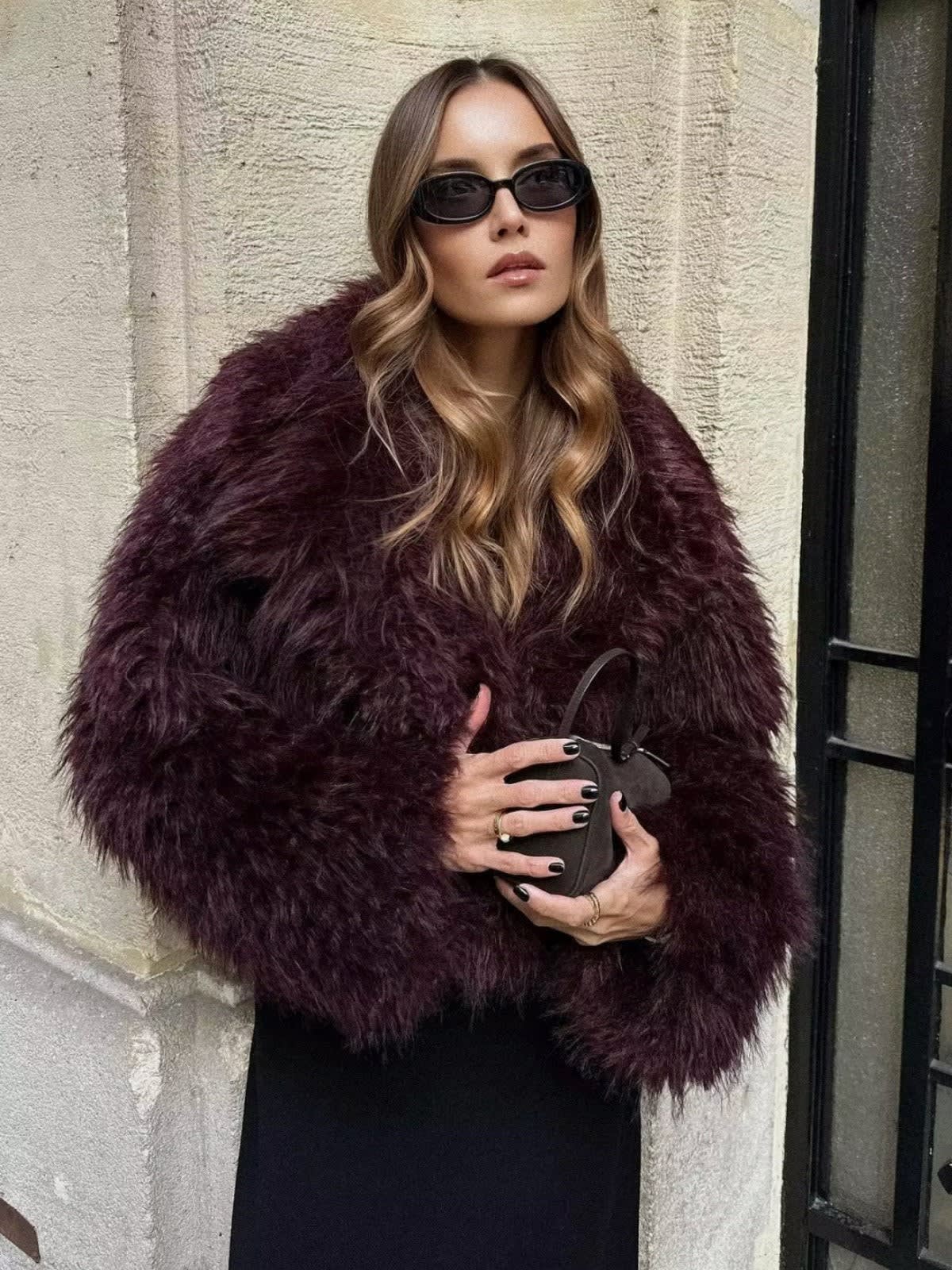 Delphina Cropped Faux Fur Coat