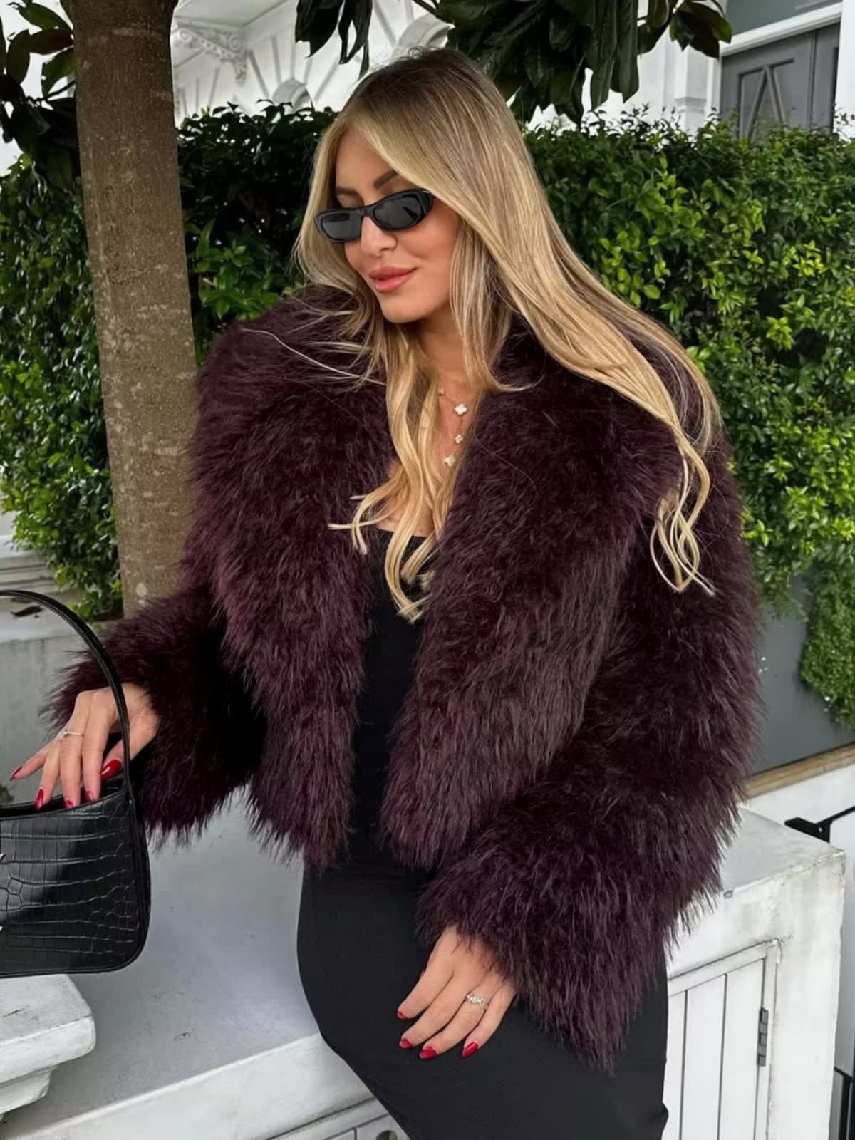 Delphina Cropped Faux Fur Coat