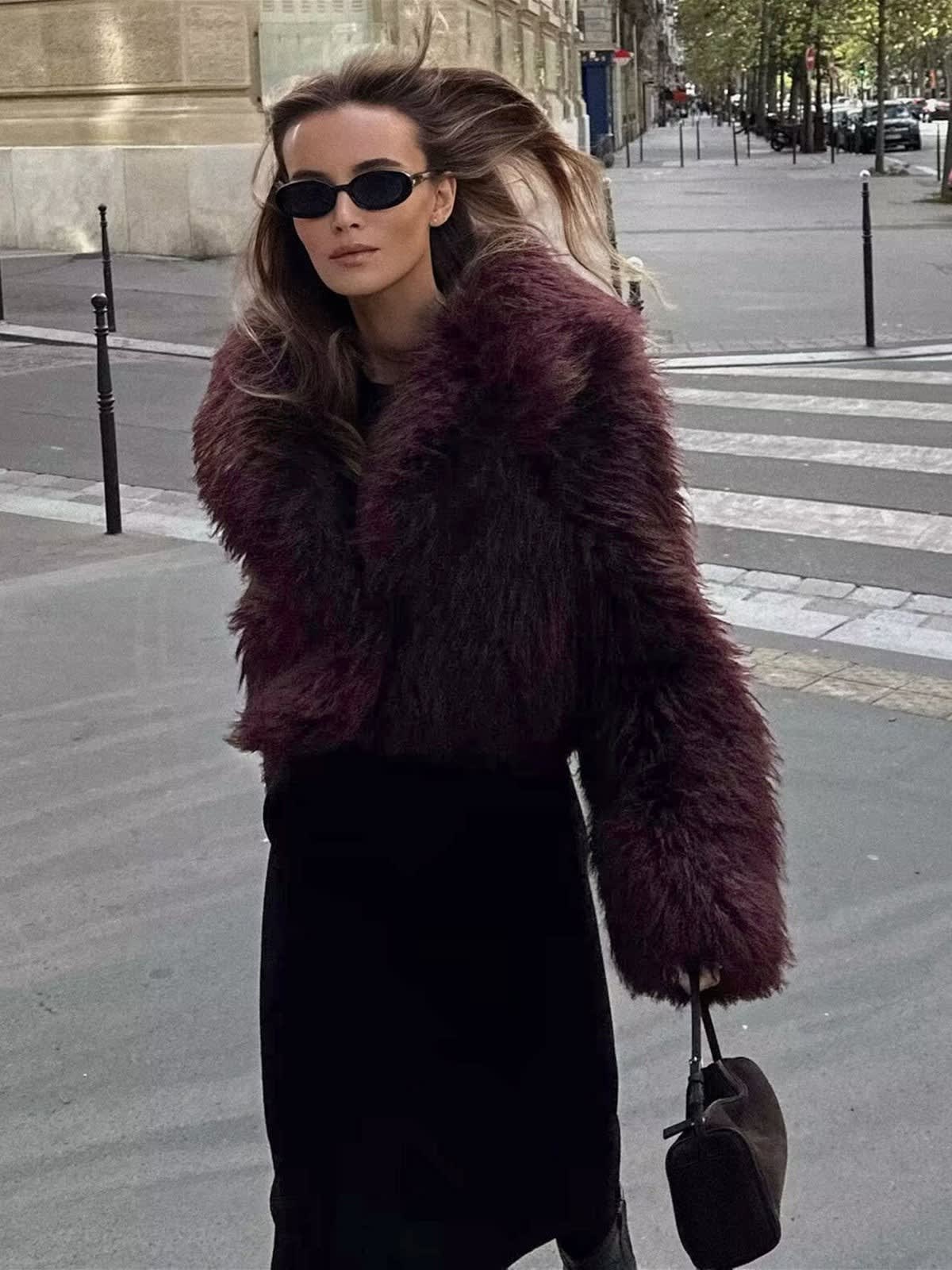 Delphina Cropped Faux Fur Coat