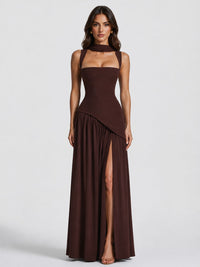 Mara Draped Asymmetric Maxi Dress