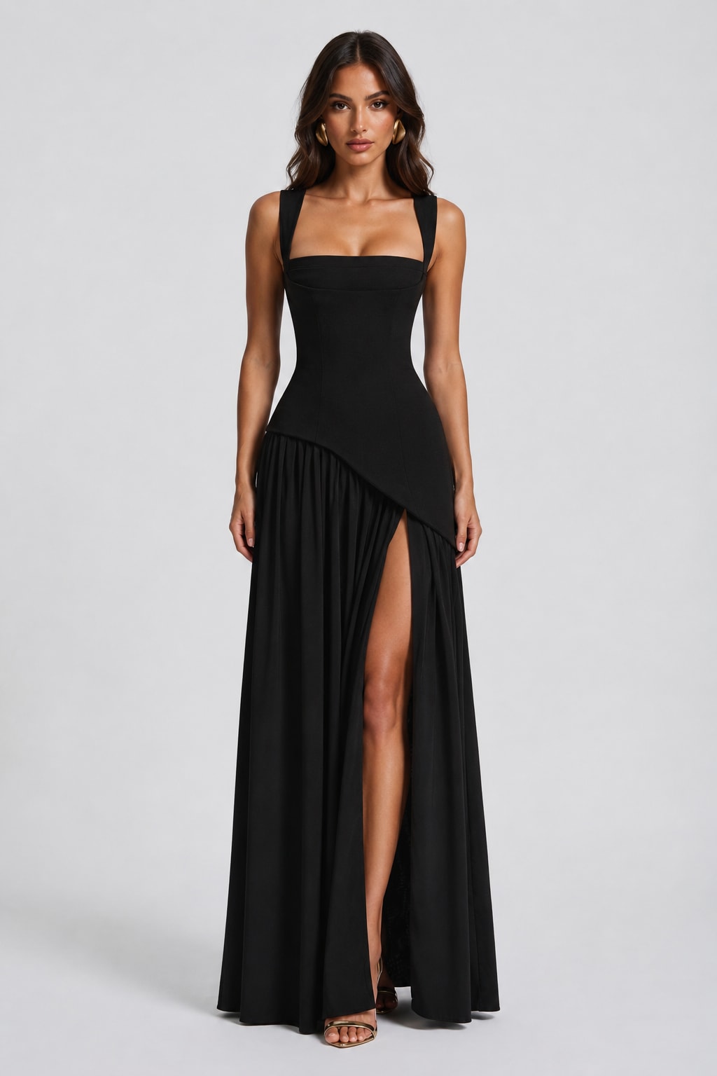 Mara Draped Asymmetric Maxi Dress