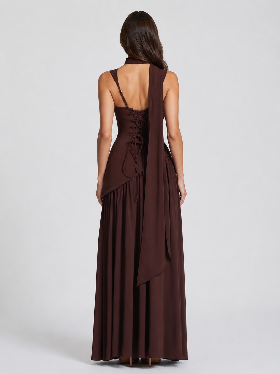 Mara Draped Asymmetric Maxi Dress