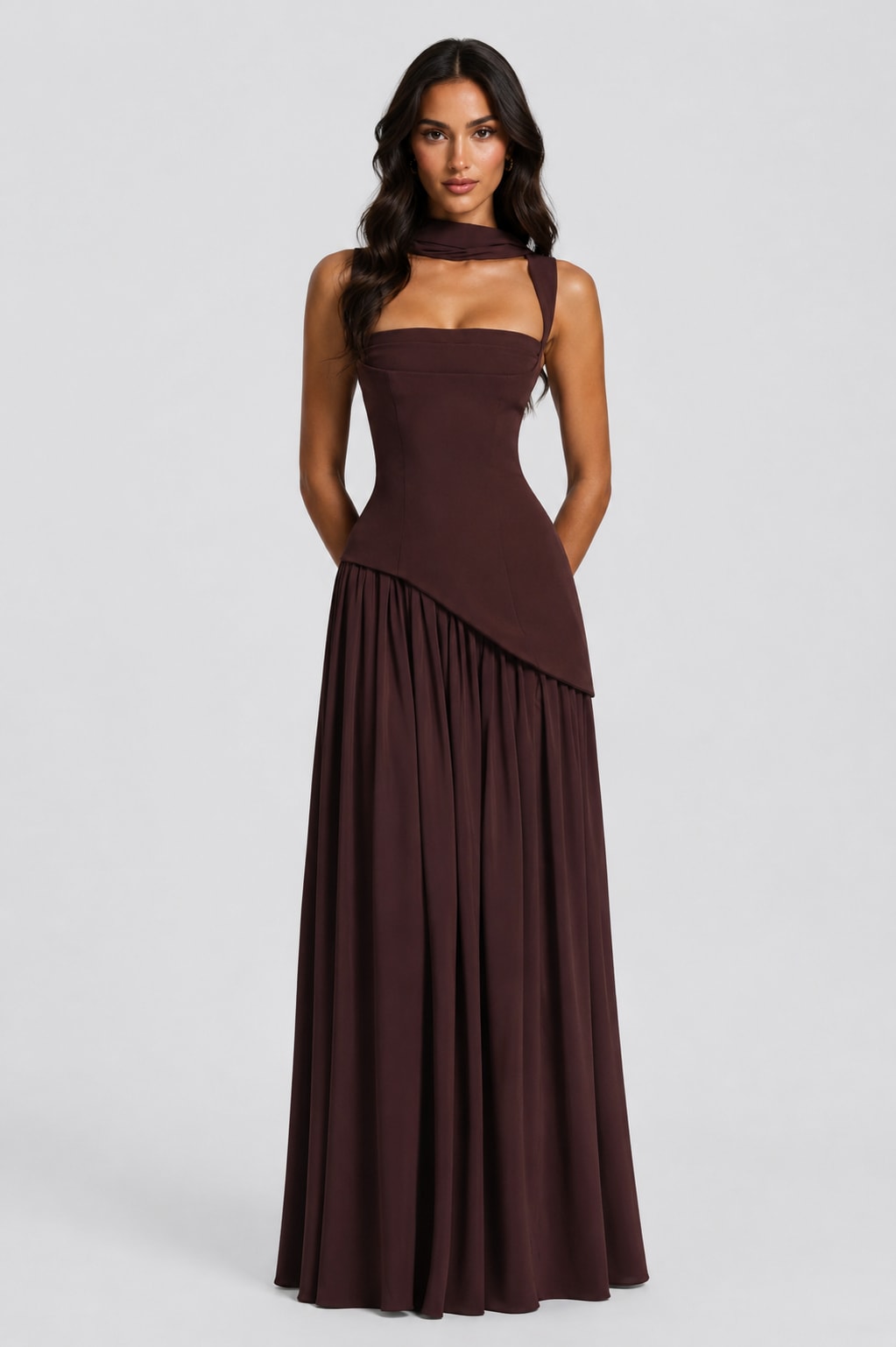 Mara Draped Asymmetric Maxi Dress_4