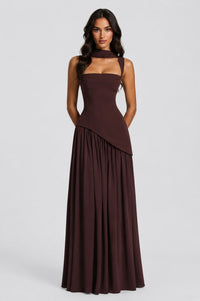 Mara Draped Asymmetric Maxi Dress