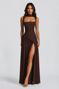 Mara Draped Asymmetric Maxi Dress