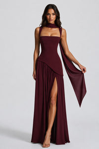 Mara Draped Asymmetric Maxi Dress