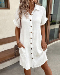Ashleigh Crinkle Texture Button Front Shirt Dress