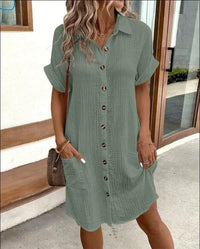 Ashleigh Crinkle Texture Button Front Shirt Dress