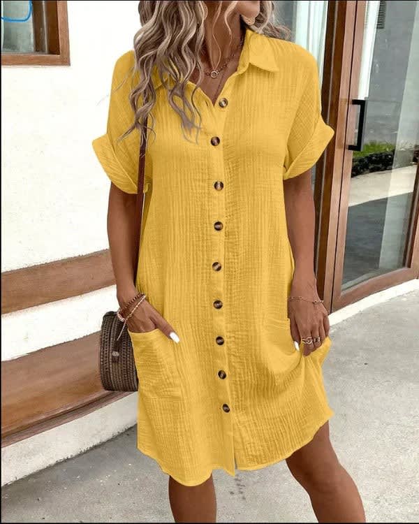 Ashleigh Crinkle Texture Button Front Shirt Dress