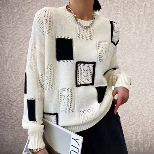 Tuva Oversized Patchwork Knit Sweater_1