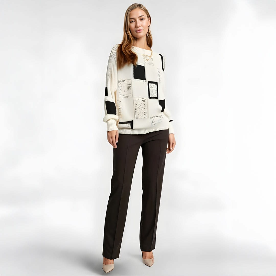 Tuva Oversized Patchwork Knit Sweater_2