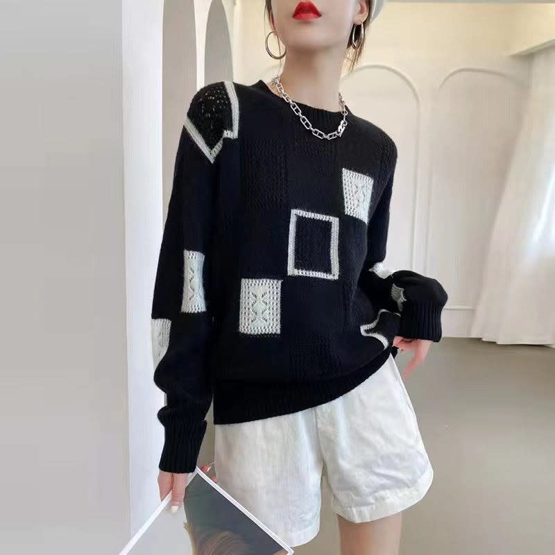 Tuva Oversized Patchwork Knit Sweater