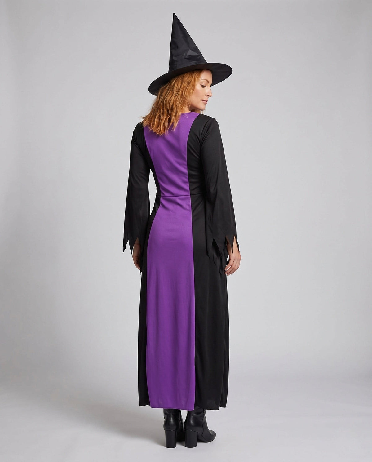 Linda Witch Costume Lace Up Maxi Dress with Pointed Hat_3