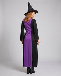 Linda Witch Costume Lace Up Maxi Dress with Pointed Hat