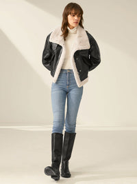 Oceana Sherpa Lined Faux Leather Aviator Jacket