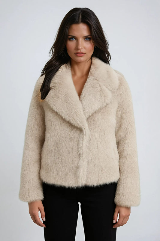 Vivianne Faux Fur Shawl Collar Coat_1