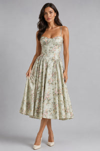 Marguerite Floral Corset Midi Dress