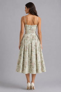 Marguerite Floral Corset Midi Dress