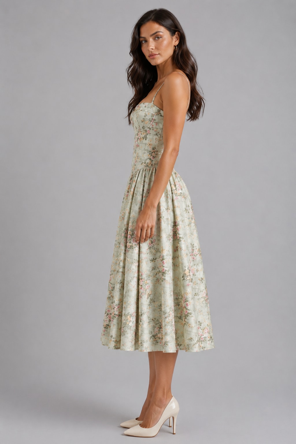 Marguerite Floral Corset Midi Dress_3