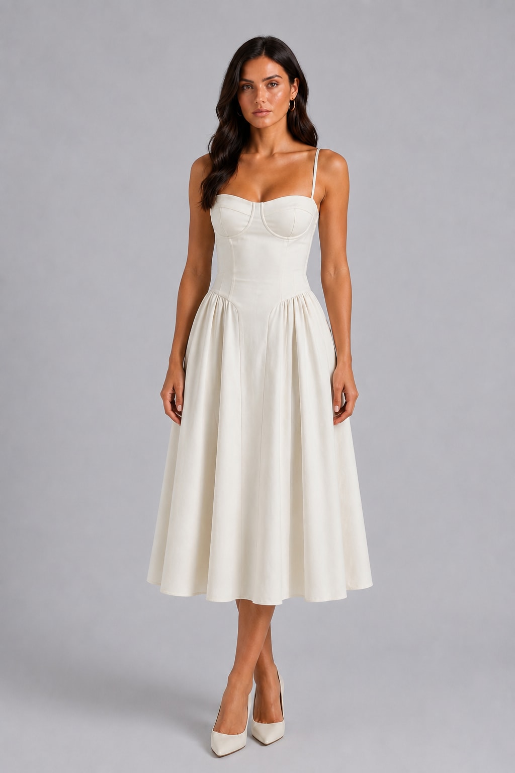 Marguerite Floral Corset Midi Dress