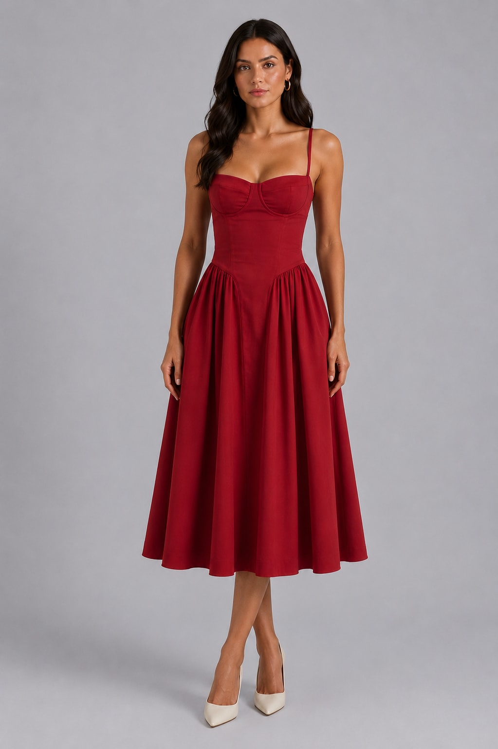 Marguerite Floral Corset Midi Dress_9