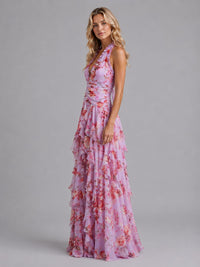 Eilidh Floral Halter Wedding Guest Maxi Dress