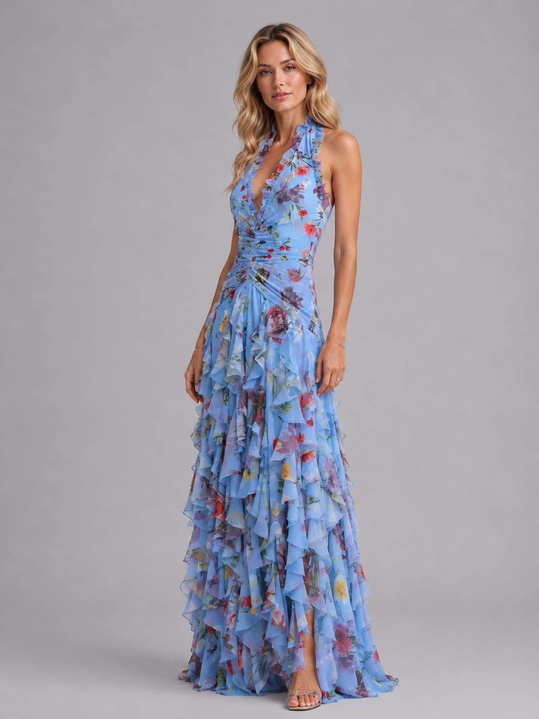Eilidh Floral Halter Wedding Guest Maxi Dress_6