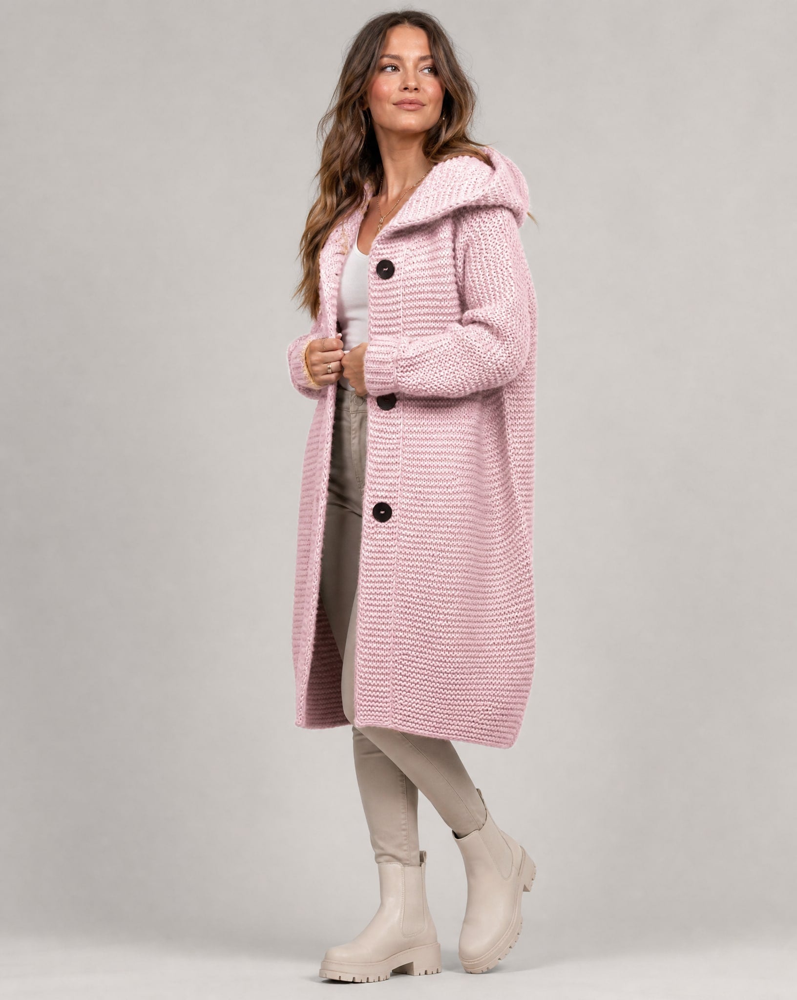 Acacia Chunky Knit Hooded Cardigan