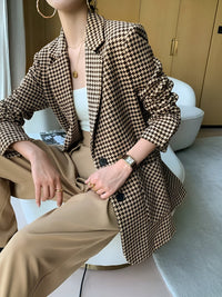 Haven Houndstooth Belted Blazer