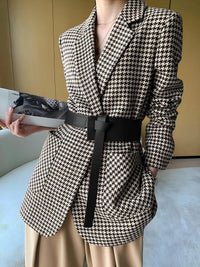 Haven Houndstooth Belted Blazer