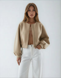 Zenaide Lightweight Cropped Bomber Jacket