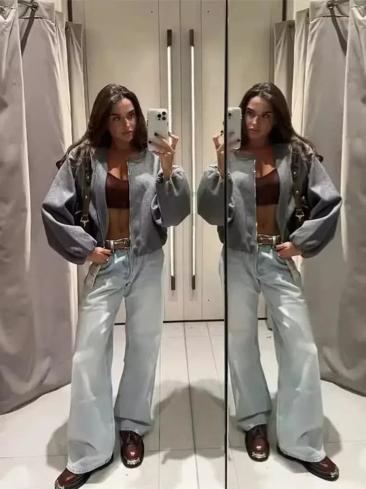 Zenaide Lightweight Cropped Bomber Jacket