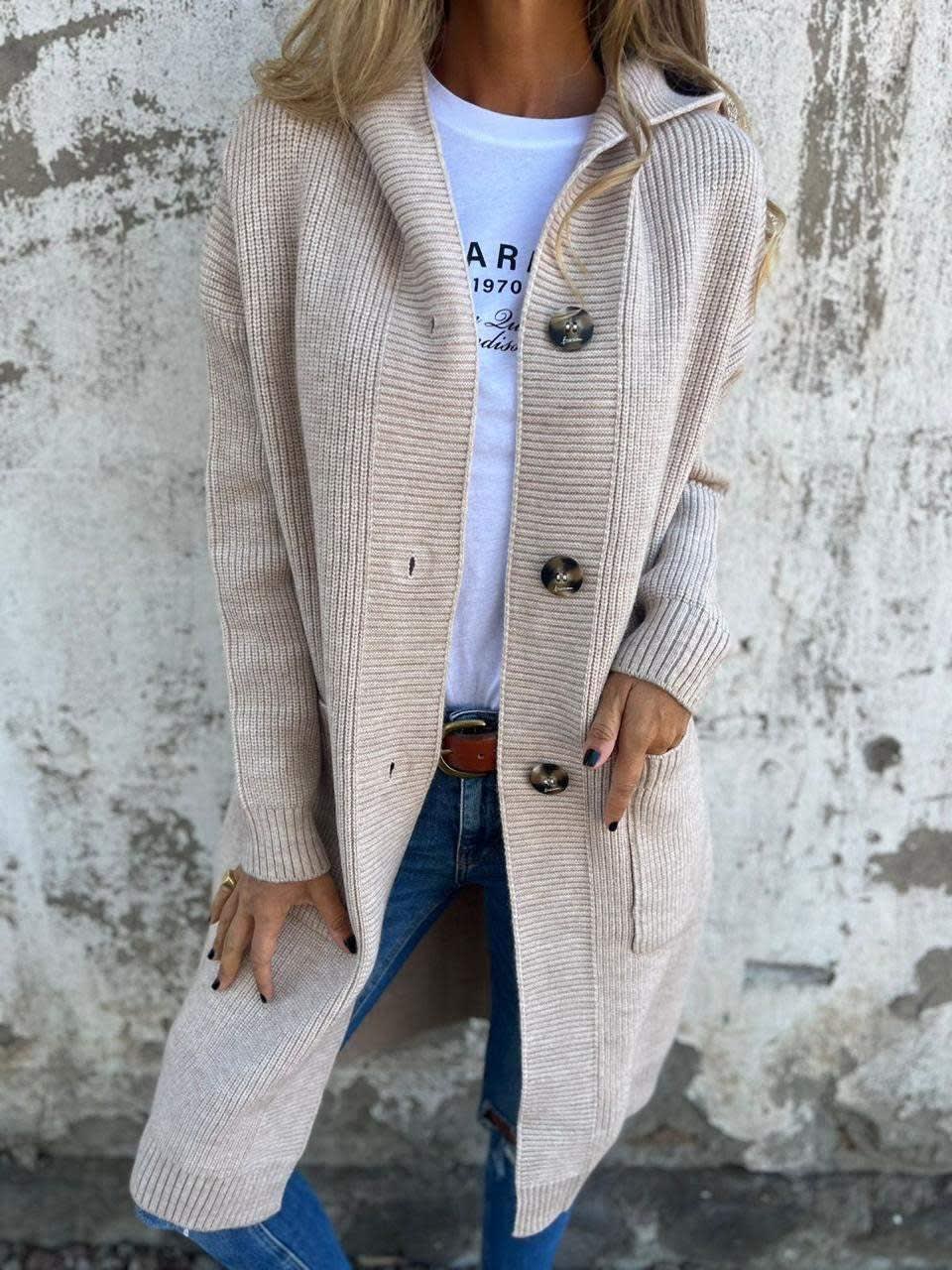 Nanna Longline Ribbed Knit Cardigan
