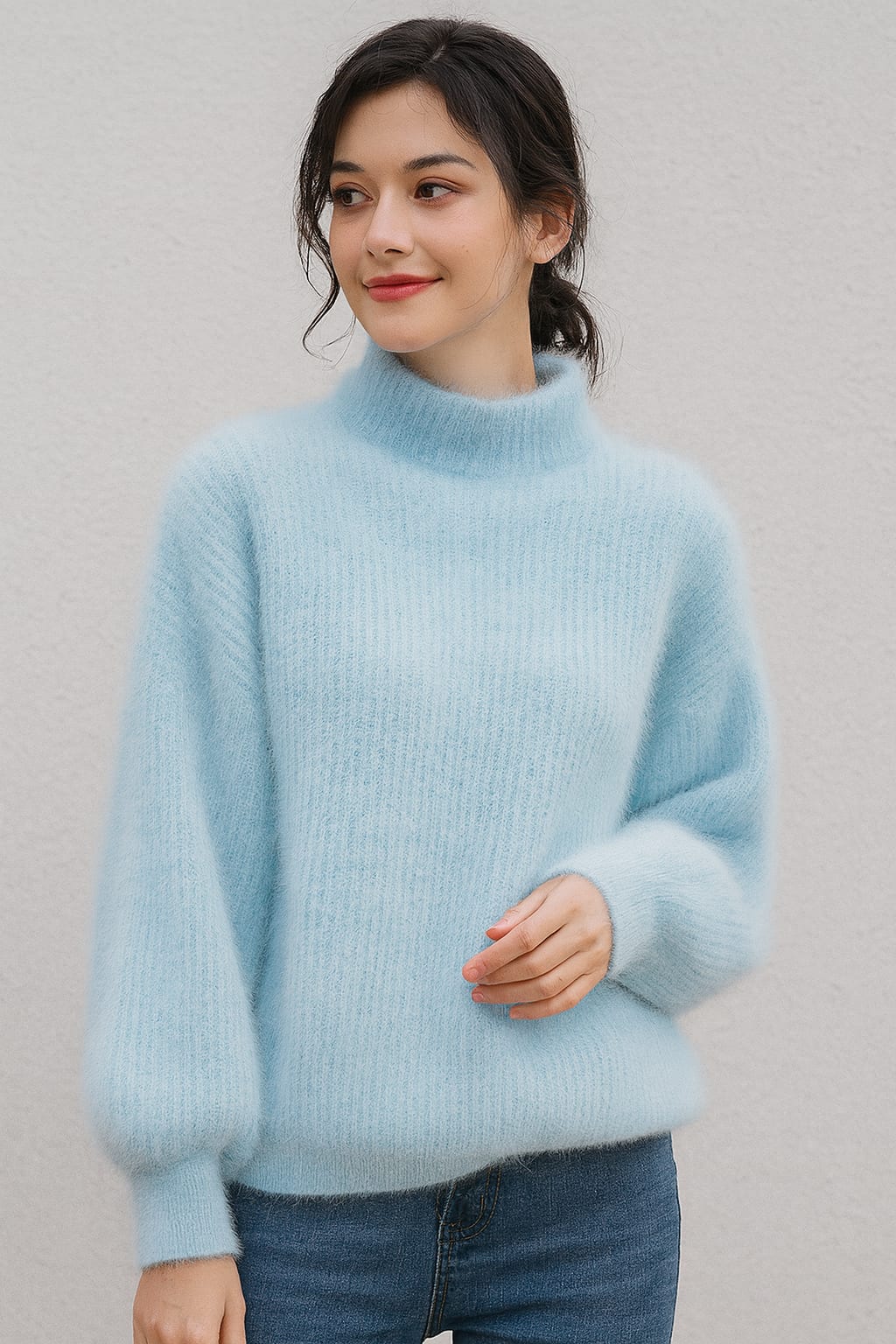 Zia Fuzzy Knit High Neck Pullover_4