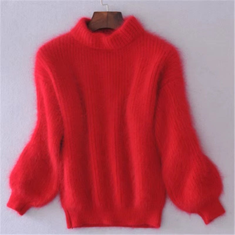 Zia Fuzzy Knit High Neck Pullover