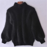 Zia Fuzzy Knit High Neck Pullover